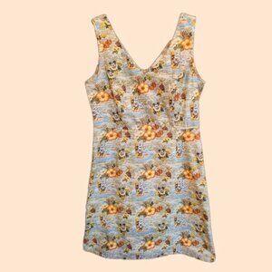Disney Aulani Retired Mickey And Floral Print Sleeveless Dress Size Small